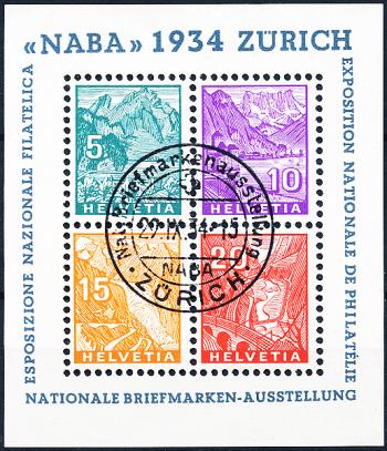 Thumb-1: W1 - 1934, Gedenkblock zur Nationalen Briefmarkenausstellung in Zürich