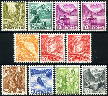 Briefmarken: 201z-209z - 1936-1938 Neue Landschaftsbilder im Stichtiefdruck, geriffeltes Papier