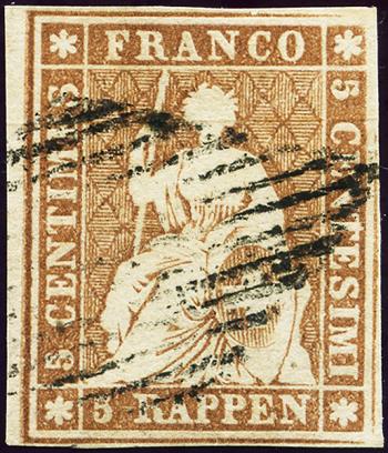 Stamps: 22C - 1855 Bern print, 2nd printing period, Munich paper