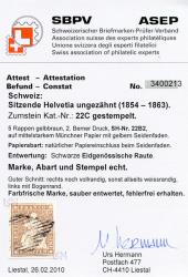 Thumb-2: 22C - 1855, Stampa di Berna, 2° periodo di stampa, carta di Monaco