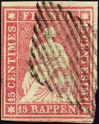 Briefmarken: 24A - 1854 Münchner Druck, 3. Druckperiode, Münchner Papier