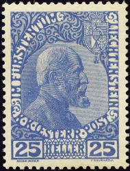 Francobolli: FL3ya - 1916 Principe Giovanni II, cambiamento di colore