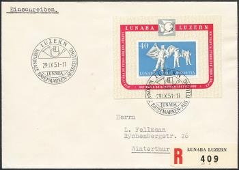 Timbres: W32 - 1951 bloc commémoratif pour le nat. Exposition de timbres à Lucerne