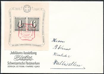 Thumb-1: W14 - 1943, Bloc Jubilé 100 ans de timbres postaux suisses