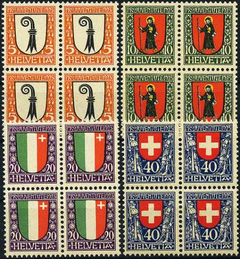 Briefmarken: J25-J28 - 1923 Kantons- und Schweizer Wappen