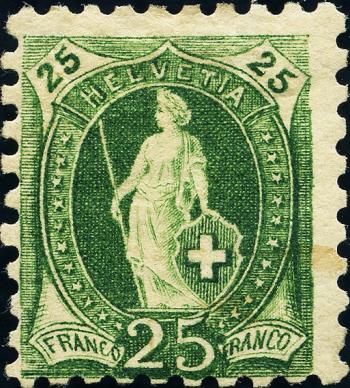 Briefmarken: 67B - 1888 Stehende Helvetia, weisses Papier, 11 Zähne, KZ A