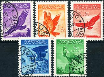 Stamps: F9y-F13y - 1934-35 Eagle motifs, smooth paper