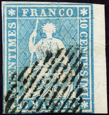 Timbres: 23E - 1856 Estampe de Berne, 3e période d'impression, papier de Zurich