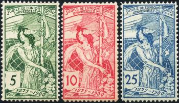 Briefmarken: 77-79 - 1900 25 Jahre Weltpostverein