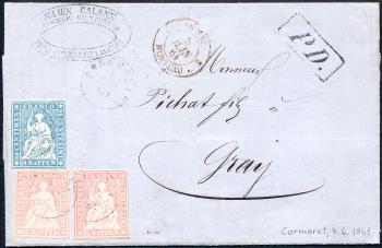 Briefmarken: 23G-24G - 1857-59 Berner Druck, 4. Druckperiode, Zürcher Papier