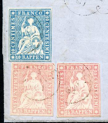 Thumb-2: 23G-24G - 1857-59, Stampa di Berna, 4° periodo di stampa, carta di Zurigo