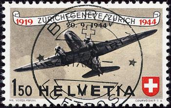 Thumb-1: F40 - 1944, Timbro di posta aerea anniversario 25 anni di posta aerea svizzera