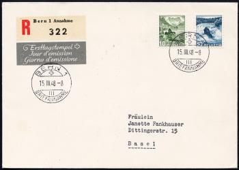 Briefmarken: 285-290 - 1948 Farbänderungen der Landschaftsmotive und neues Bildmotiv