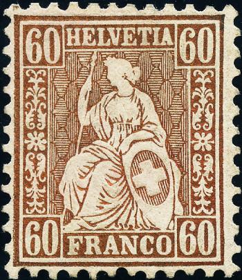 Francobolli: 35 - 1863 Helvetia seduta, carta bianca