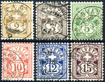 Briefmarken: 80-85 - 1906 Ziffermuster, Faserpapier mit WZ