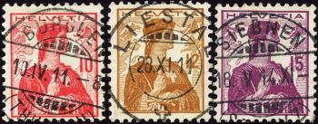 Briefmarken: 120-122 - 1909 Helvetia Brustbild II