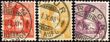 Stamps: 104-106 - 1907 Helvetia bust portrait
