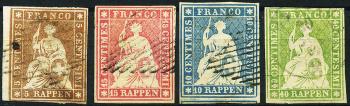 Stamps: 22A-26A - 1854 Munich pressure, 3rd printing period, Munich paper