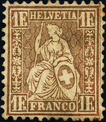 Briefmarken: 36a - 1863 Sitzende Helvetia, weisses Papier