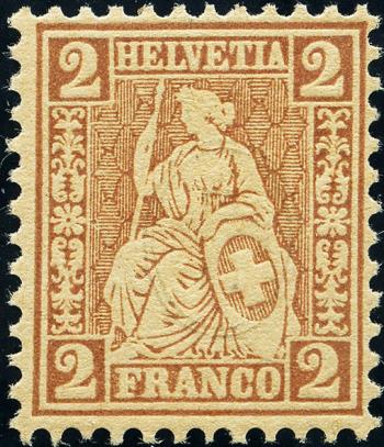 Francobolli: 37a - 1874 Helvetia seduta, carta bianca