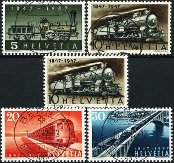 Briefmarken: 277-280,278b - 1947 100 Jahre Schweizer Eisenbahnen