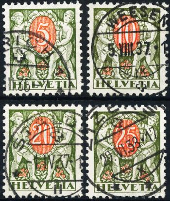 Stamps: NP42z-NP46z - 1934 Children with value tag, corrugated paper