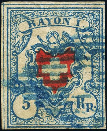 Stamps: 17II-T13 C2-LU - 1851 Rayon I, without cross border