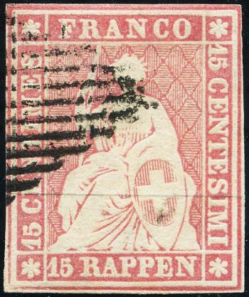 Timbres: 24B - 1855 Impression de Berne, 1ère période d'impression, papier de Munich