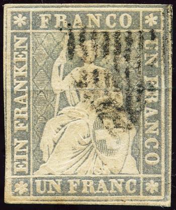 Thumb-1: 27C - 1855, Stampa di Berna, 2° periodo di stampa, carta di Monaco