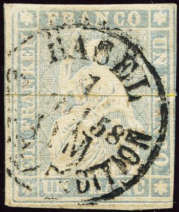 Thumb-1: 27D - 1856, Stampa di Berna, 2° periodo di stampa, carta di Monaco