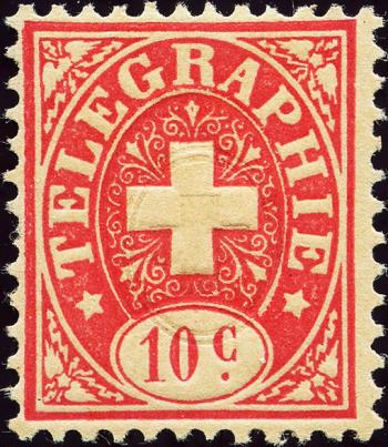 Timbres: T8 - 1877 Nouvelles dénominations et changement de couleur, papier blanc, armoiries rouges
