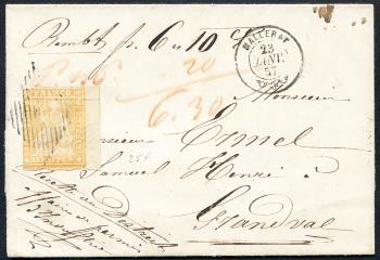 Stamps: 25F - 1856 Bern printing, 1st printing period, Munich paper