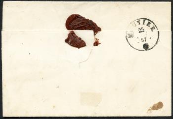 Thumb-2: 25F - 1856, Stampa di Berna, 1° periodo di stampa, carta di Monaco