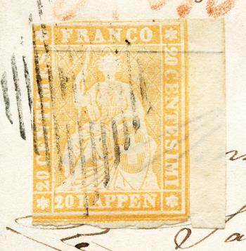 Thumb-3: 25F - 1856, Stampa di Berna, 1° periodo di stampa, carta di Monaco