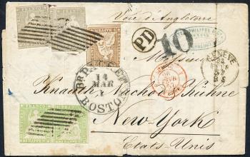 Briefmarken: 27C,26C,22D - 1857 Berner Druck, 2. Druckperiode, Münchner Papier