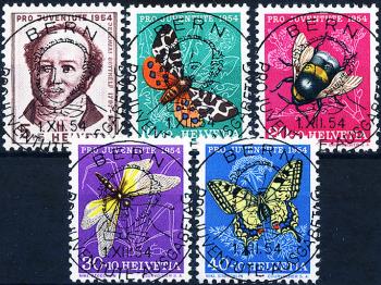 Stamps: J153-J157 - 1954 Pro Juventute, Bildnis J. Gotthelf und Insektenbilder