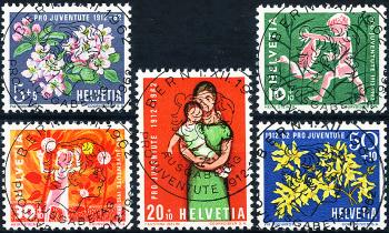Stamps: J193-J197 - 1962 Pro Juventute, 50 Jahre Pro Juventute Marken