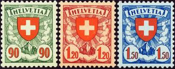 Briefmarken: 163y-165y - 1940 Gekreidetes Faserpapier