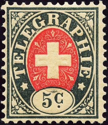 Briefmarken: T7 - 1877 Neue Wertstufen und Farbänderung, weisses Papier, Wappen rot