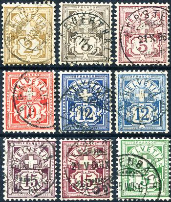 Briefmarken: 58B-65B - 1894-1899 Ziffermuster, Faserpapier, KZ B