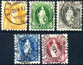 Briefmarken: 66B-71B - 1888-1889 Stehende Helvetia, weisses Papier, 11 Zähne, KZ A