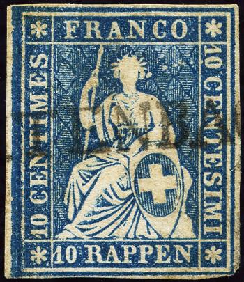Timbres: 23G.2.01 - 1859 Estampe de Berne, 4e période d'impression, papier de Zurich