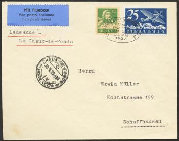 Briefmarken: RF27.4 a. - 30. Mai 1927 Lausanne-La Chaux-de-Fonds/Le Locle-Basel