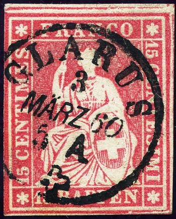 Stamps: 24G - 1859 Bern print, 4th printing period, Zurich paper