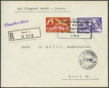 Briefmarken: SF26.2a - 28. Mai 1926 Jubiläumsflug 10 Jahre Mustermesse Basel