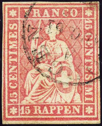Stamps: 24G - 1859 Bern print, 4th printing period, Zurich paper