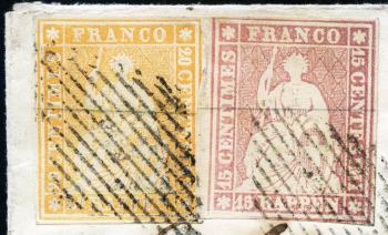 Thumb-2: 24B-25B - 1854-55, Tipografia Berna, 1° periodo di stampa, carta Monaco