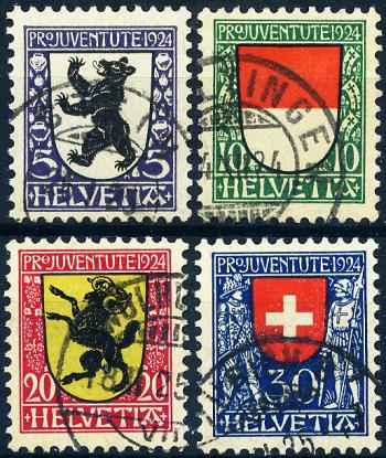Briefmarken: J29-J32 - 1924 Kantons- und Schweizer Wappen
