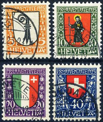 Stamps: J25-J28 - 1923 Cantonal and Swiss coat of arms