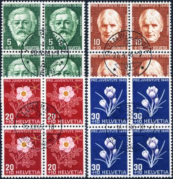 Briefmarken: J113-J116 - 1945 Bildnisse Ludwig Forrers und Susanna Orellis, Alpenblumenbilder